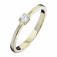 Keltakultainen sormus timanttikoru