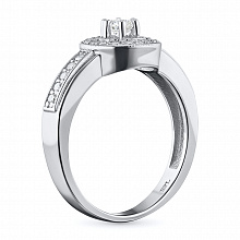 Valkokultainen sormus timanttikoru