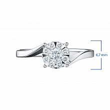 Valkokultainen sormus timanttikoru