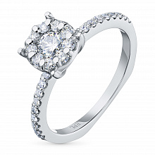 Valkokultainen sormus timanttikoru