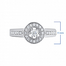 Valkokultainen sormus timanttikoru