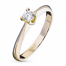 Keltakultainen sormus timanttikoru