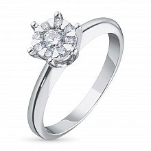 Valkokultainen sormus timanttikoru