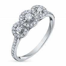 Valkokultainen sormus timanttikoru