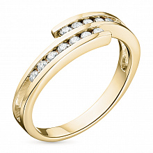 Keltakultainen sormus timanttikoru