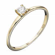 Keltakultainen sormus timanttikoru