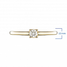 Keltakultainen sormus timanttikoru