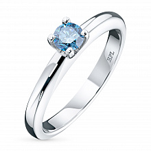 Valkokultainen sormus jossa kasvanut timantti