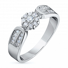 Valkokultainen sormus timanttikoru