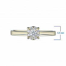 Keltakultainen sormus timanttikoru