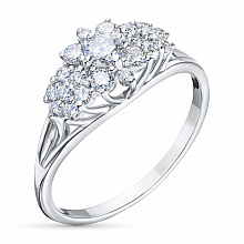 Valkokultainen sormus timanttikoru