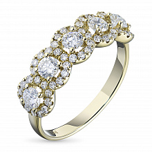 Keltakultainen sormus timanttikoru