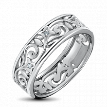 Hopeinen sormus timanttikoru