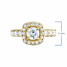 Keltakultainen sormus timanttikoru