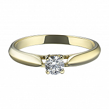 Keltakultainen sormus timanttikoru