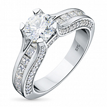 Valkokultainen sormus timanttikoru