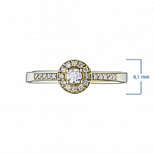 Keltakultainen sormus timanttikoru