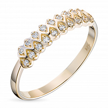 Keltakultainen sormus timanttikoru