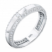 Valkokultainen sormus timanttikoru