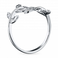 Valkokultainen sormus timanttikoru