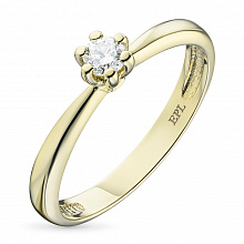 Keltakultainen sormus timanttikoru