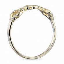 Keltakultainen sormus timanttikoru