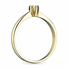 Keltakultainen sormus timanttikoru