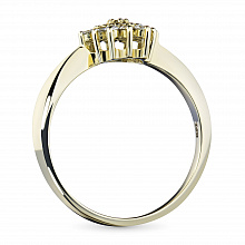 Keltakultainen sormus timanttikoru