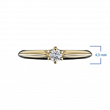 Keltakultainen sormus timanttikoru