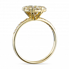 Keltakultainen sormus timanttikoru