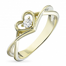 Keltakultainen sormus timanttikoru