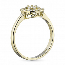 Keltakultainen sormus timanttikoru