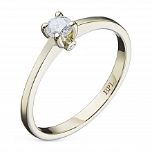 Keltakultainen sormus timanttikoru