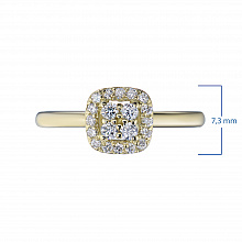 Keltakultainen sormus timanttikoru