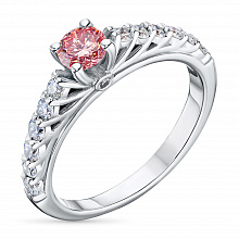 Valkokultainen sormus kasvatetut timantit