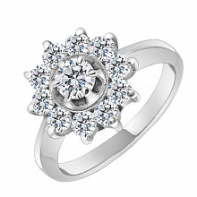 Valkokultainen sormus timanttikoru