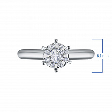 Valkokultainen sormus timanttikoru