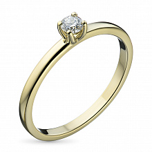 Keltakultainen sormus timanttikoru