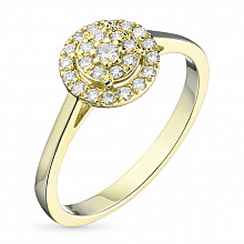 Keltakultainen sormus timanttikoru