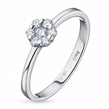 Valkokultainen sormus timanttikoru