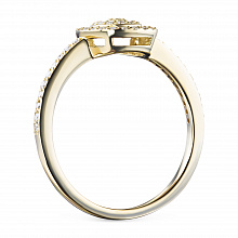 Keltakultainen sormus timanttikoru