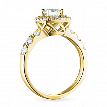 Keltakultainen sormus timanttikoru