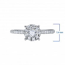 Valkokultainen sormus timanttikoru