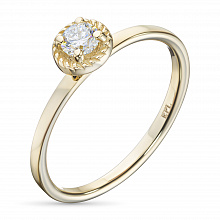 Keltakultainen sormus timanttikoru