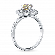 Valkokultainen sormus timanttikoru