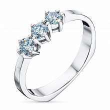 Valkokultainen sormus kasvatetut timantit