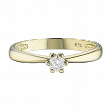 Keltakultainen sormus timanttikoru