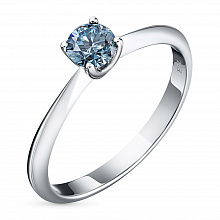 Valkokultainen sormus jossa kasvanut timantti